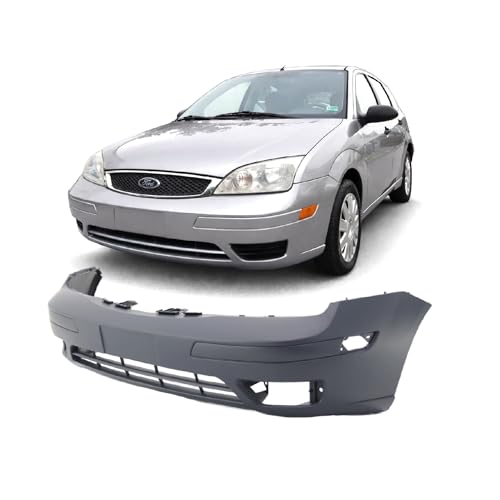 Image of FitParts Compatible with Ford Focus 2005-2007 Front Bumper Cover | Primed, With Fog Light Holes, Sedan /Wagon, Ready to Paint, OEM 6S4Z17D957DA, FO1000572