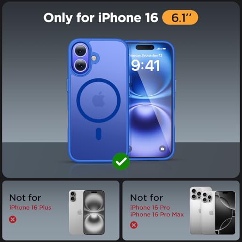 Image of Miracase Magnetic Series for iPhone 16 Case [Compatible with MagSafe] Military-Grade Protection, Anti-Fingerprint, Slim Phone Case for iPhone 16 6.1 inch - Sea Blue