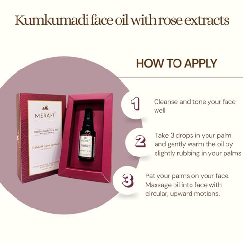 Image of MERAKI Kumkumadi Face Oil with Rose Extracts - 30 ml | Ayurvedic Radiance Oil for Glowing Skin, Anti-Aging & Skin Brightening | Kumkumadi Tailam with Saffron, Sandalwood & 25 Herbs