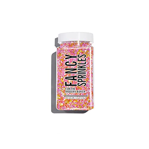 Fancy Sprinkles Tequila Sunrise Fancy Sugar, Sparkly Sugar Crystals And Edible Glitter Stars, Pink & Coral Mulit-Colored Blend, For Baking, Dessert Decorating, And Cocktails (0.5C) #TOP1