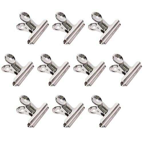 Qualsen Clips Oficina 50MM Plateado Pinzas Papeleria Clips Papeleria Pinzas Metalicas Para Oficina y Papeleria Etiquetas Cuadros Documentos Fotos(10PACK)