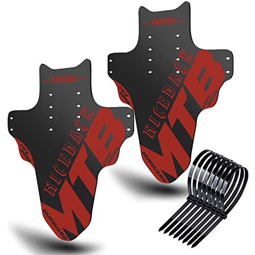 NICEDACK Parafanghi per Mountain Bike, 2 Pezzi, Mudguard Fit 20' - 29 Pollici MTB parafango Anteriore e Posteriore Compatibile con parafanghi per Bicicletta, Rosso