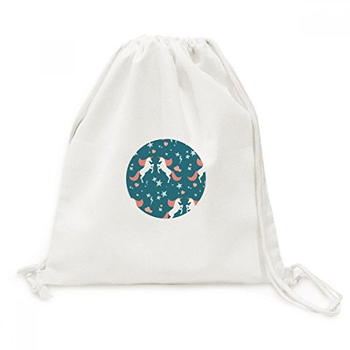 Sac à cordon en toile licornes et cœur de foudre pour voyage et loisirs