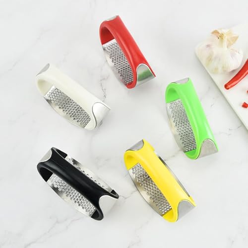 Image of Premium Stainless Steel Garlic Press & Ginger Crusher, Manual Garlic Cutter & Squeezer with Curved Hand Grip, Easy to Squeeze & Clean, Pack of 1 - (Multi-Color)