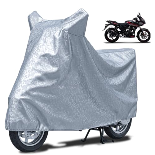 Image of FABTEC Waterproof Bike Body Cover Compatible with Bajaj Pulsar 220F, A2 (Silver)