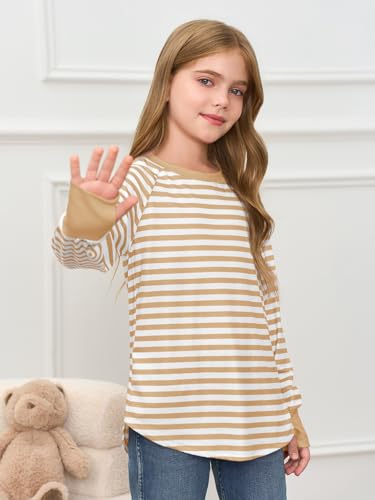 Image of Haloumoning Girls Striped Long Sleeve Shirts 5-14 Years