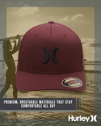Hurley Mens Baseball Cap - Flexfit Fitted Baseball Caps for Men (Sizes: S-XL)