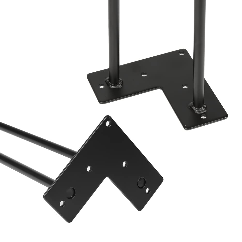 Haarnadel Tischbeine 4er Set, Metall Schwarz mit 2-Stange Bein, Hairpin Leg für Schreibtisch, Kaffeetisch, mit Bodenschoner und Schrauben（72cm）