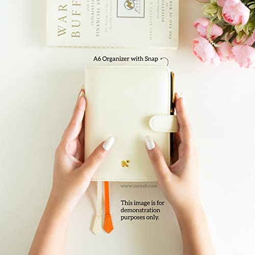 Image of NEORAH - A6 Notebook SLEEVE with SNAP Button - [ SLEEVE ONLY ]|Vegan Leather|Office Diary Holder with Penloop| 2 Front & 1 Back Pocket | 4 Card Slots |2 BookMarks - Fits any A6 Softcover - AFTERGLOW