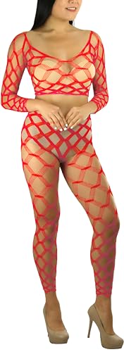 Image of ToBeInStyle Women's Spandex Multi Net Fishnet Set Rave Novelty Party Crop Top & Tights