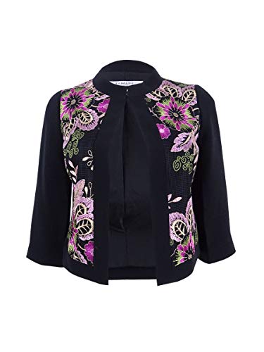 Tahari ASL Womens Embroidered Suit Separate Blazer Black 8