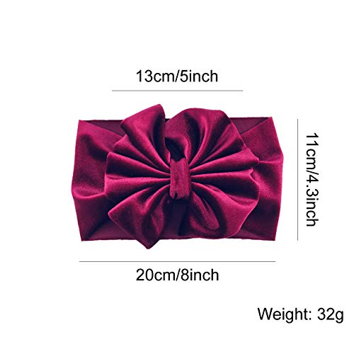 8 PACK Elastic Stretchy Elastic Soft Wide Velvet Bowknot Bow Headbands Hairband Knot Turban Headwraps Hair Bows Accessories for Kids Toddler Infant Newborn Baby Girl Bulk