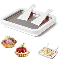 Rolled Ice Cream Maker Kit, At-Home Rolled Ice Cream Tray with 2 Scrapers, DIY Homemade Rolled Ice Cream Machine, Instant Easy Bake Ice Cream Maker for Kids, Families and Parties (White)