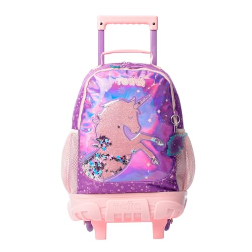 TOTTO - Mochila Escolar con Ruedas, Modelo Unispace M, Mochila Mediana, Capacidad 20 L, 2 Compartimentos, 2 Bolsillos Botella, Protección en la Base, Cómodas Correas Ajustables, Color Morado