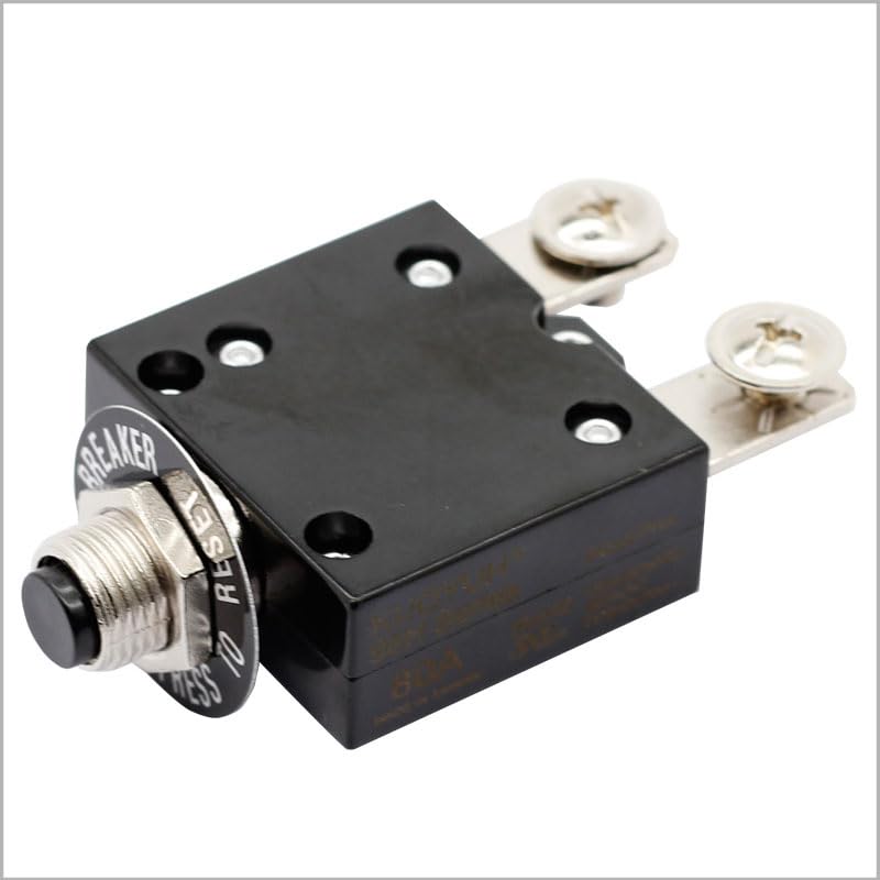 98H Series 40 Amp Electric Button Breaker 125/250V AC 50V DC, Circuit Breaker Thermal Overload Protector 98 Series with Quick Connect Terminals, Manual Reset, Waterproof Button Cap