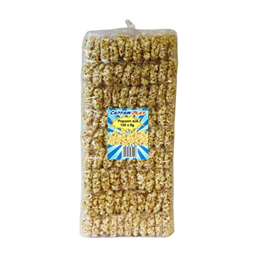 CAPTAIN PLAY Popcorn, 100 Mini Beutel, Wurfmaterial Karneval, Karneval Süßigkeiten Popcorn süß, 100 x 8g