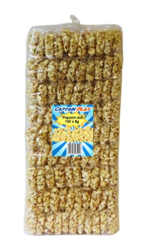 CAPTAIN PLAY Popcorn, 100 Mini Beutel, Wurfmaterial Karneval, Karneval Süßigkeiten Popcorn süß, 100 x 8g