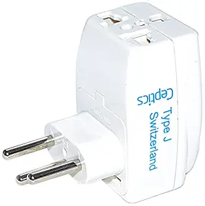 Ceptics 3 Outlet Travel Adapter Plug Type J for Switzerland