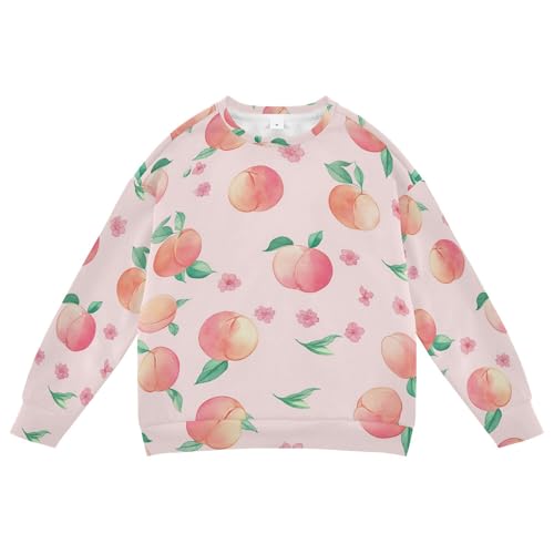 JUNZAN Fruits Peach Leaves Kids Boys Pullover Hoodie Fleece Hoodies for Girls Sports 4T