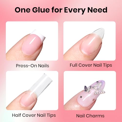 Image of Beetles Super Strong Nail Glue for Press on Nails, Strong Nail Glue | 10ML 3Pcs Brush on Glue for Acrylic Nails, Nail Tips Quick Dry No Uv Light Needed