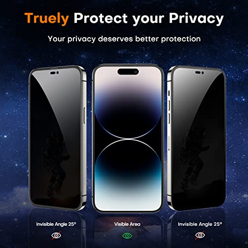 Image of TOCOL [2+2] for 14 Pro Max Privacy Screen Protector 6.7''- 2X Privacy Tempered Glass Screen Protector & 2X Camera Lens Protector, Bubble Free, 10X Shockproof, Installation Frame, [Anti-Spy]
