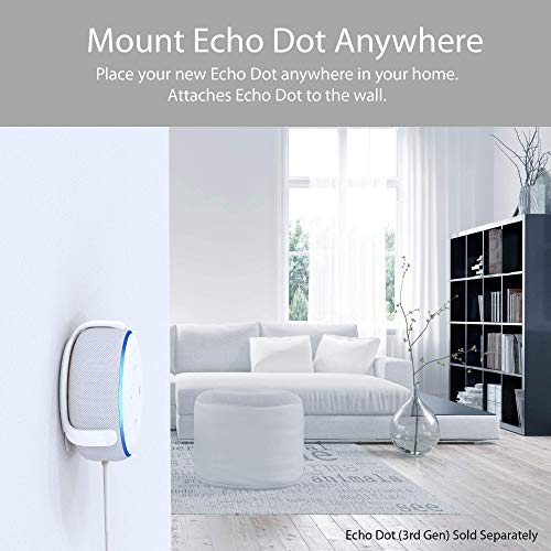 TotalMount Echo Dot (3rd Gen) Hole-Free Wall Mount (White) - Eliminates Need to Drill Holes in Your Wall - Thumbnail 2