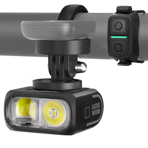 Deal: Magicshine HORI1300S Bike Headlight, Compatible with Garmin/Wahoo, 1300 Lumens High & Low Beam Front Light, USB-C Rechargeable, IPX6 Waterproof for Night Riding and Urban Cycling-Black