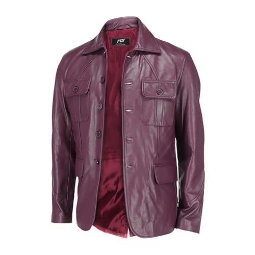 Image of Jild Lambskin Leather Jacket Men Casual Coat - Notched Collar Classic Bond's Style Ultimate Leather Blazer for Men