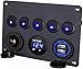Thlevel Pannello interruttore a bilanciere con 5 interruttori on/off, impermeabile, con voltmetro digitale 4,2 A, doppia presa USB per accendisigari, per camper, auto, barche, camion, rimorchi, yacht