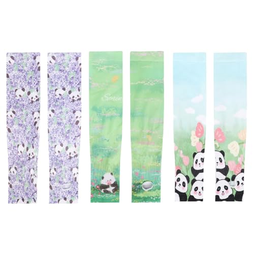 3 Pairs Arm Sleeves for Boys Girls UPF50+ UV Protection Sun Sleeves Sport Cooling Compression Sleeves with Thumb Hole, Style 2