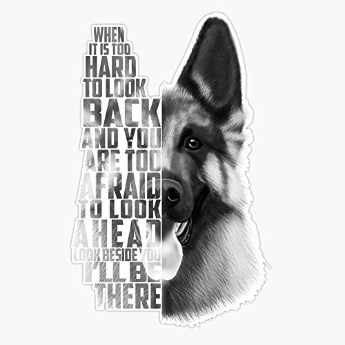 SMJ Designs German Shepherd White Sticker, 5in, Vinyl, Waterproof, Wall, Window, Car, Outdoor, Rectangular