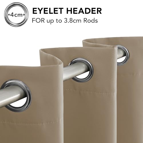 Image of Deconovo Blackout Curtains Super Soft Window Treatment Thermal Insulated Eyelet Blackout Curtains for Livingroom Tan Brown 46x63 Inch 2 Panels