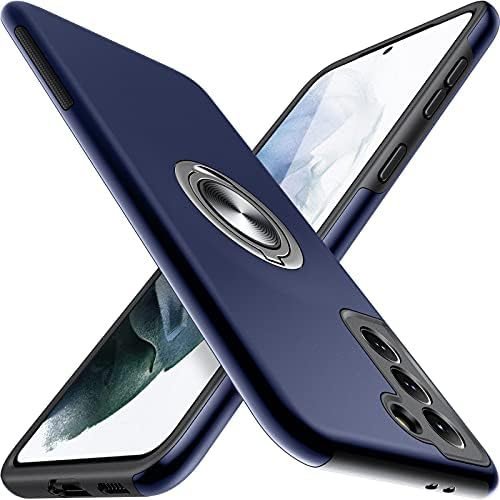 AOUIA for Samsung S21 Case, Compatible with Samsung Galaxy S21 6.2 Inch, [TPU Flexible Frame + Hard PC Back] [Anti Scratch] [Anti Fingerprint], with Rotating Bracket (Black)