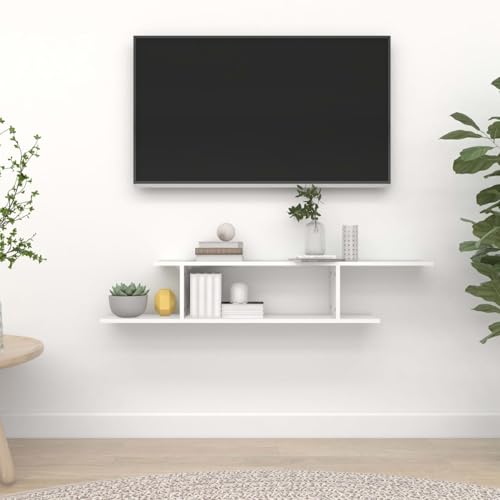 Xichuzi Estante de Pared para TV, Estanteria Pared, Estanteria Baño, Balda Ba?o, Baldas Flotantes, aglomerado Blanco 125x18x23 cm