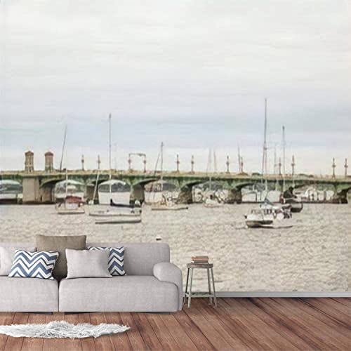 Modern Wall Murals 3D Yachts Moored Matanzas River Near Bridge Lions St Augustine Florida An Peel And Stick Wallpaper Removable Self-Adhesive Pvc Wall Stickers For Living Room Bedroom Wall Decor #TOP1