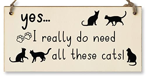Handmade Wooden Hanging Wall Plaque I Really Do Need All These Cats Funny Sign Pet Lover Cat Mum Dad