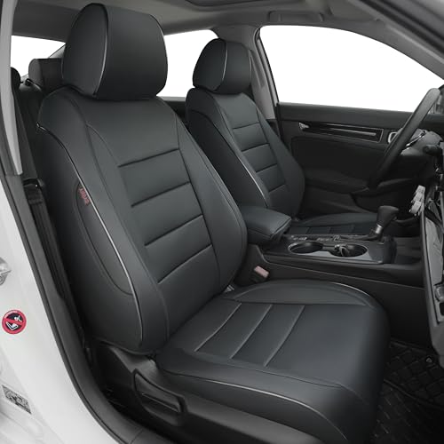 Lolcar Custom Fit Civic Seat Cover Full Set for Honda Civic 4 Door Sedan-Only (2022 2023 2024 EX)&(2025-2026 Sport),5-Seats Full Set,Leather Seat Protector (Black)
