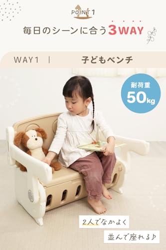 [Rocotto/ラッピング対応] キッズデスク 収納一体型 3WAY 折りたたみ ベンチ デスク おもちゃ箱 ホワイトボード付き アンパンマン水性ペン付き 子供用机 子どもテーブル キッズチェア 耐荷重50kg 知育 お絵描き 学習 幼児 室内 おもちゃ収納 (01.ラッピングなし) [2]