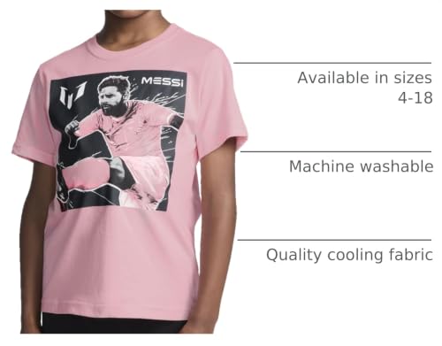Image of Messi Boys' Lifestyle Short Sleeve T-Shirt, Slim-fit Graphic Tee, Cotton Blend Fabric