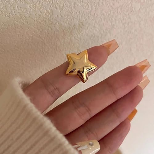 Chunky Star Adjustable Wrap Ring for Women Gold Plated Fashion Starles Statement Open Finger Rings Comfirm Fit Chic Wedding Holiday Jewelry Gift for Fans Friends3