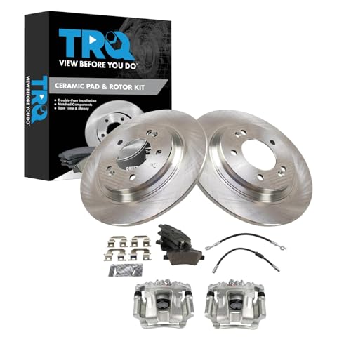 Image of TRQ Rear Brake Pad and Rotor Set Ceramic Rotors Calipers Compatible with 2016 Kia Optima