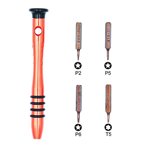 P5 Pentalobe Screwdriver,T5 Torx Screwdriver,5in1 Pentalobe Screwdriver Set with P2 P5 P6 T5 Tips, Repair Tool for iPhone and Macbook Repair