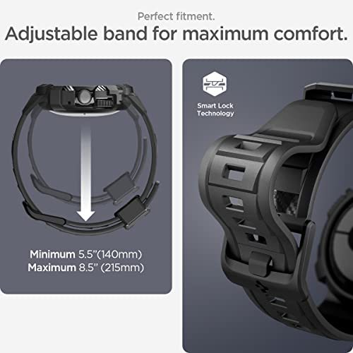 Spigen Rugged Armor Pro Designed for Google Pixel Watch 3/2/1 41mm Case with Band Protective Cover with Strap (2024/2023/2022) - Black by Spigen - Image 5
