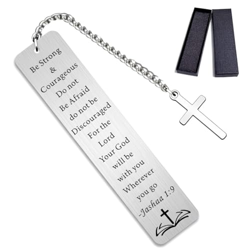 Christian Bible Bookmark with Cross Charm - Joshua 1:9 "Be
