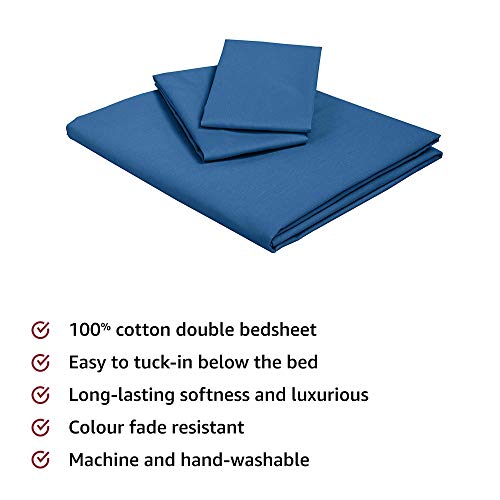 Image of Amazon Brand - Solimo Microfibre Reversible Comforter, Single (Pale Grey & Steel Grey, 200 GSM) Solid 144 TC 100% Cotton Double Bedsheet with 2 Pillow Covers, Navy Blue