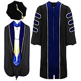 lescapsgown Deluxe Doctoral Graduation Gown Hood and Tam 8Sided Package Size 45 RoyalBlue