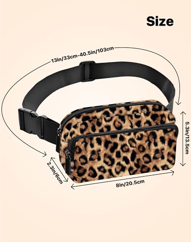 Image of Leopard Print Fanny Pack Lightweight Belt Bag Fashion Waist Pouch | Waterproof, crossbody bags for women, sports, running, traveling, hiking