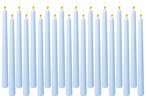 20-Pack Ice Blue Taper Candles Unscented 10 Inch Tall Dinner Table Candles for Winter Wedding Centerpieces Bulk Candlesticks Smokeless Dripless Cool Blue Decorative Candle for Home Decor