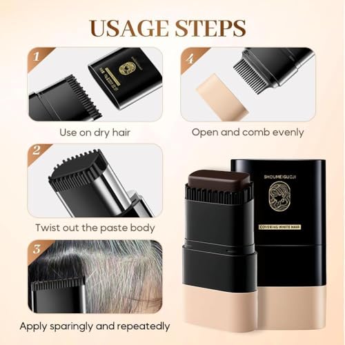 Image of 2 in 1 Hair Color Dye Stick Comb, Safe-And Waterproof and Sweat-Proof Hairs Dyes Comb,Instant and Best Hair Care, for Women & Men, Korean Hair Color Easy Application (Brown Hair Dye) (Brown)