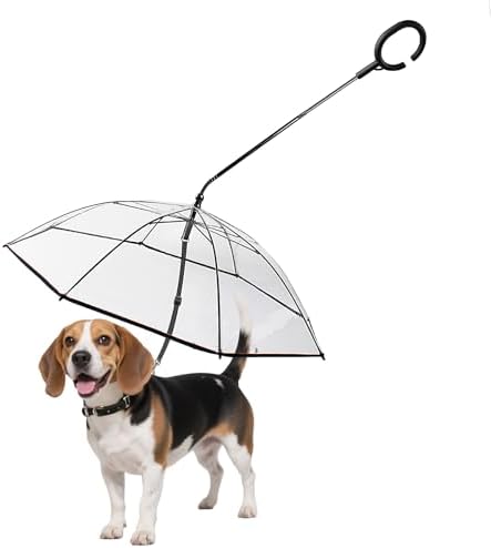 Dog Umbrella for Small Dogs Clear Walking Umbrella with Adjustabl...